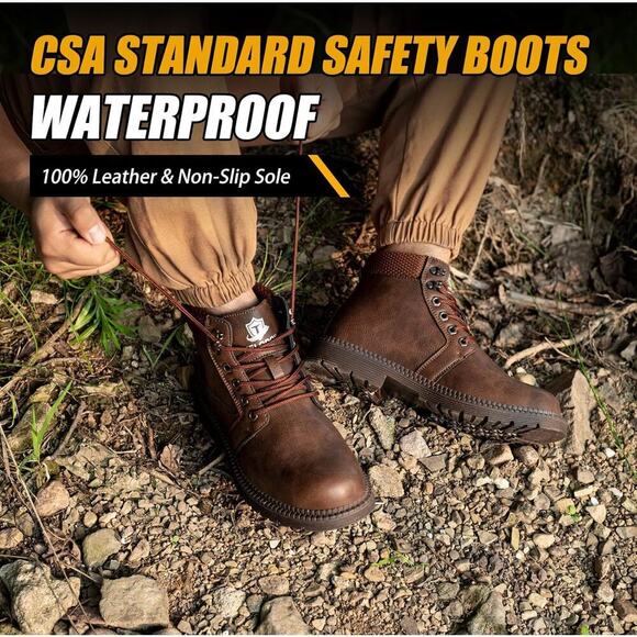 Waterproof Steel Toe Boots For Men-6 Inch Leather Winter Safety Boots main image 7